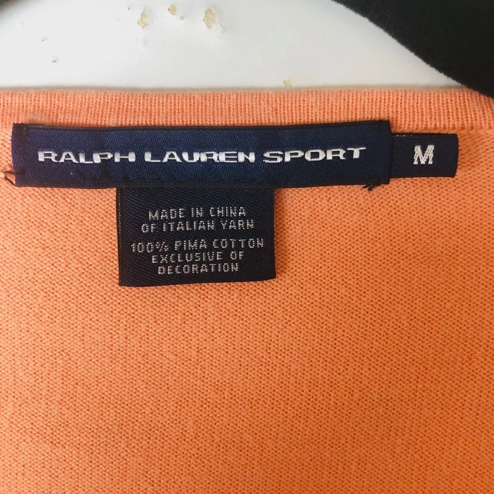 Ralph Lauren Sport Womens‎ M Pima Cotton Pullover Top Pony Ac Peach Preppy